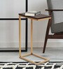 Imel Metal C-Shape End Table in Chestnut Finish
