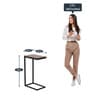 Imel Metal C-Shape End Table in Chestnut Finish & Black Metal Colour