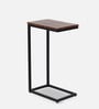 Imel Metal C-Shape End Table in Chestnut Finish & Black Metal Colour