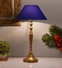 Imperial gold brushed lamp with blue shade