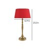 Imperial gold brushed lamp with red shade