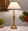 Imperial gold brushed lamp with white cone shade