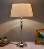 Imperial nickel brushed lamp with khadi shade