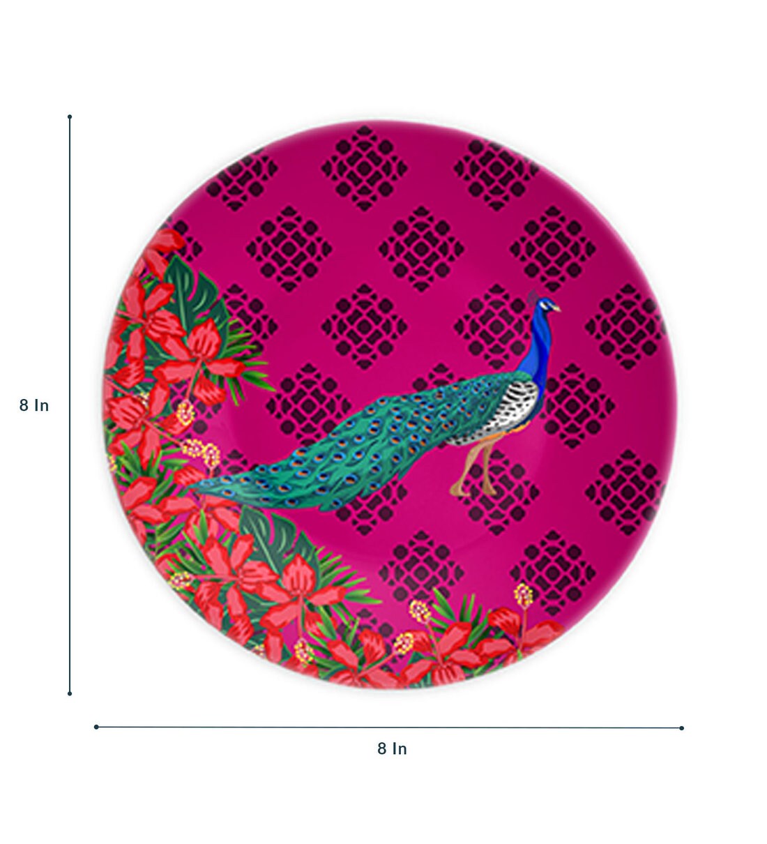 Buy Pink Indian Peacock Ceramic Decorative Wall Plate by Quirk India