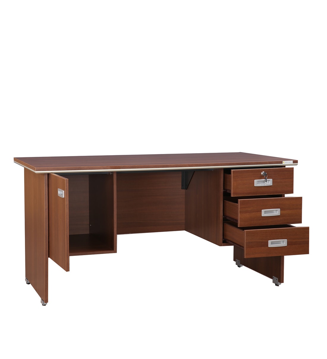 Buy Integra 4.5 Feet Office Table in Walnut Regato Finish by Hometown