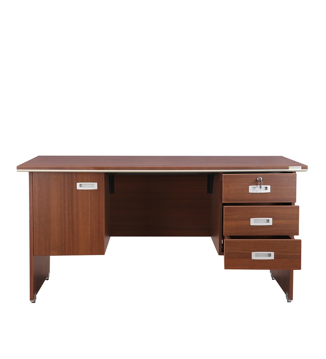 Buy Integra 4.5 Feet Office Table in Walnut Regato Finish by Hometown ...