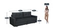 Ines Chenille Fabric Pull Out Sofa Cum Bed In Charcoal Grey Colour with Storage