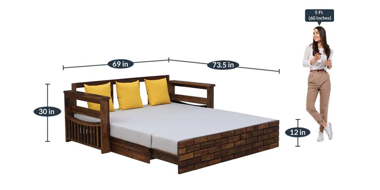Buy Indus Sheesham Wood Pull Out 3 Seater Sofa Cum Bed In Provincial