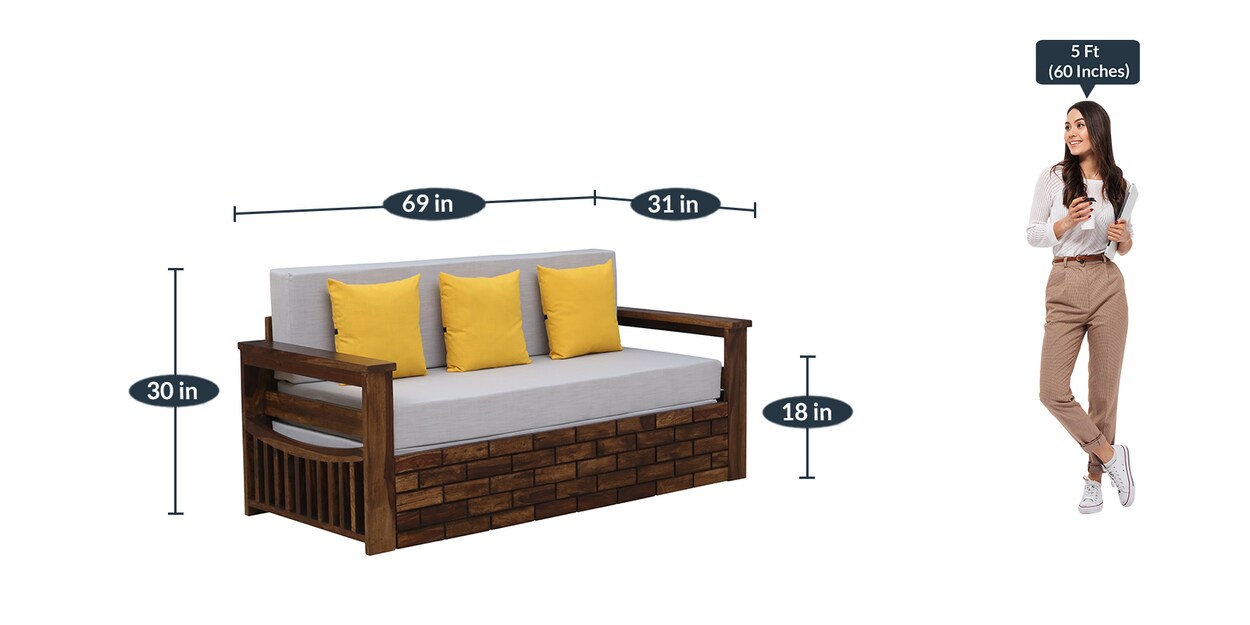 Buy Indus Sheesham Wood Pull Out 3 Seater Sofa Cum Bed In Provincial