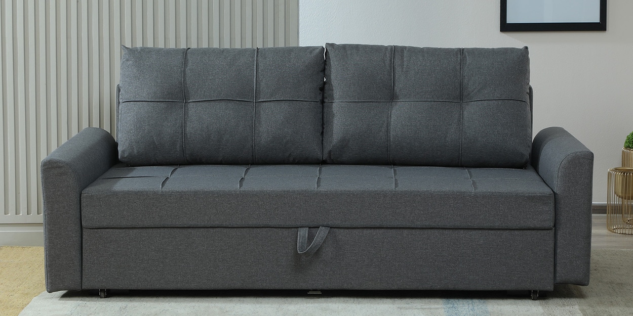 Buy Ines Fabric Pull Out Sofa Cum Bed In Slate Grey Colour With Storage ...