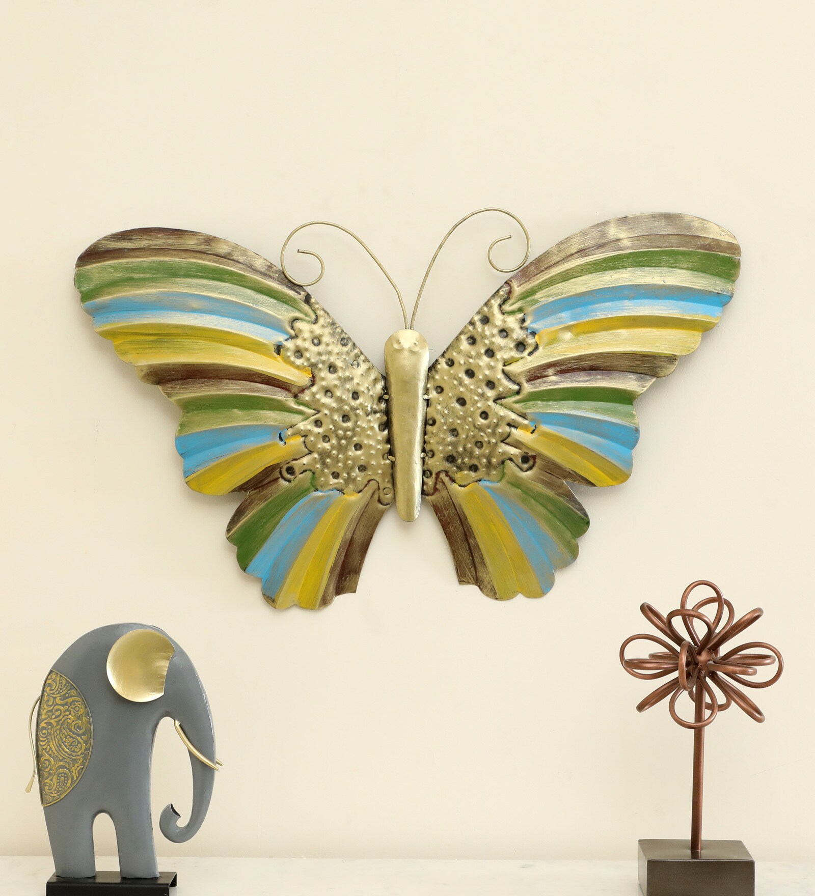 Inaya Butterfly Multicolour Iron Wall Art