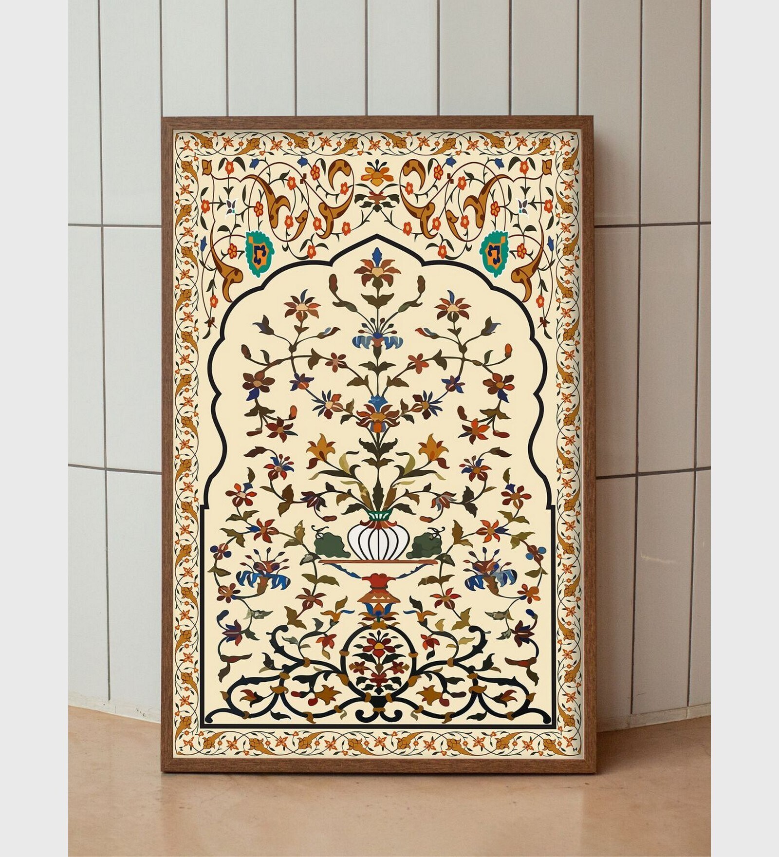 Indian Art Wall Decor Mughal Floral Art