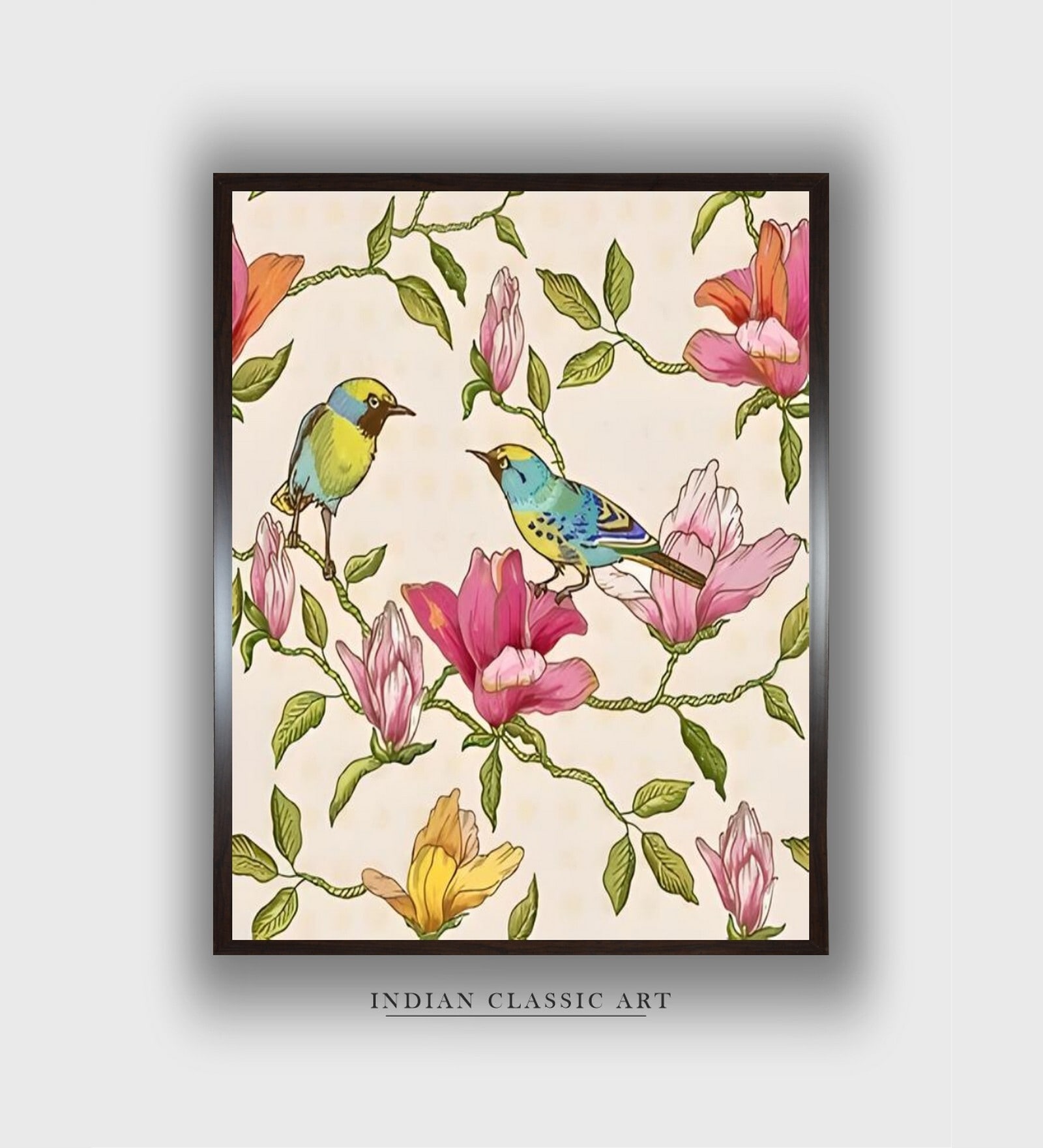 Indian Bird Canvas Framed Wall Painting