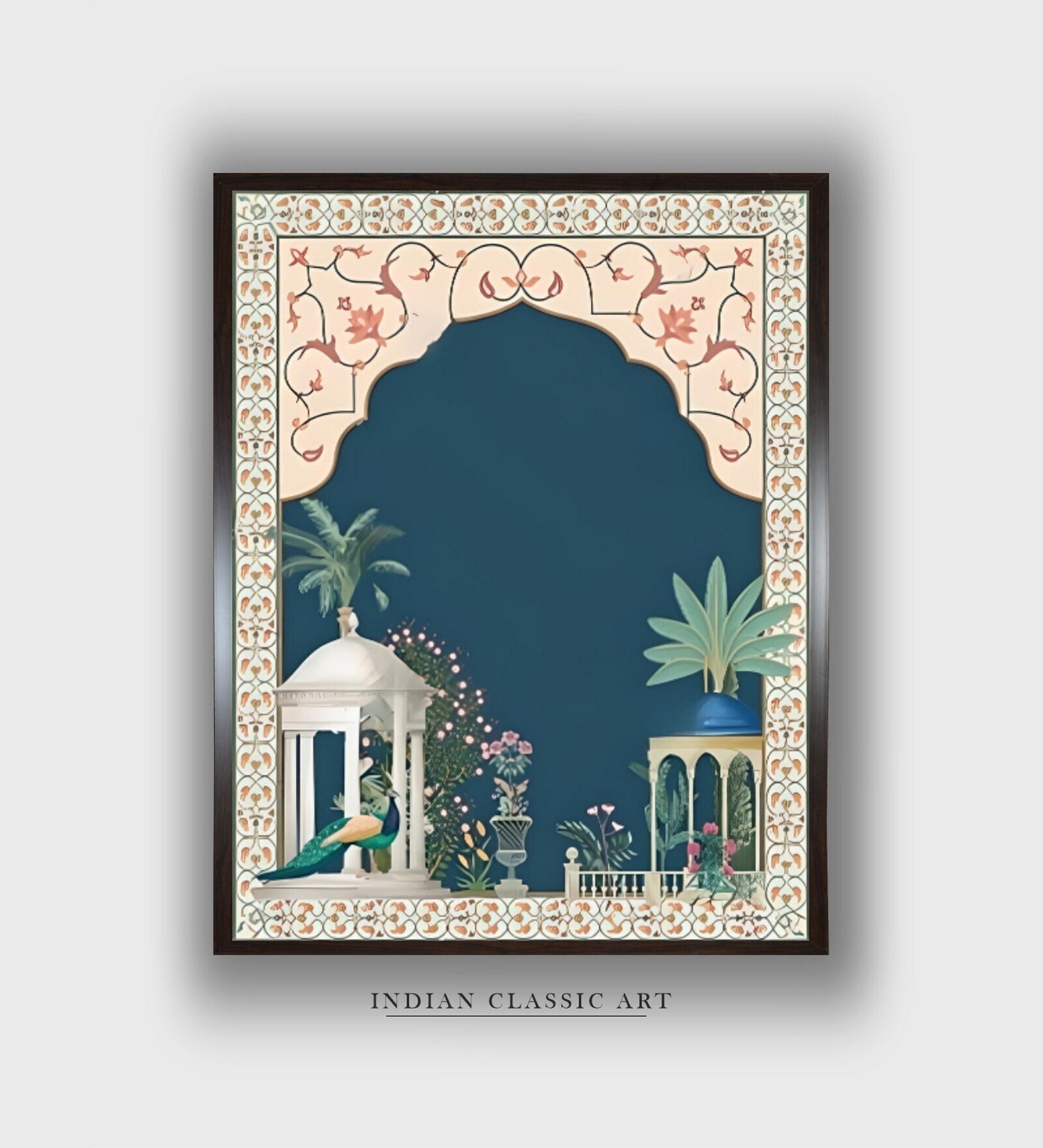 Indian Mughal Canvas Framed Wall Painting