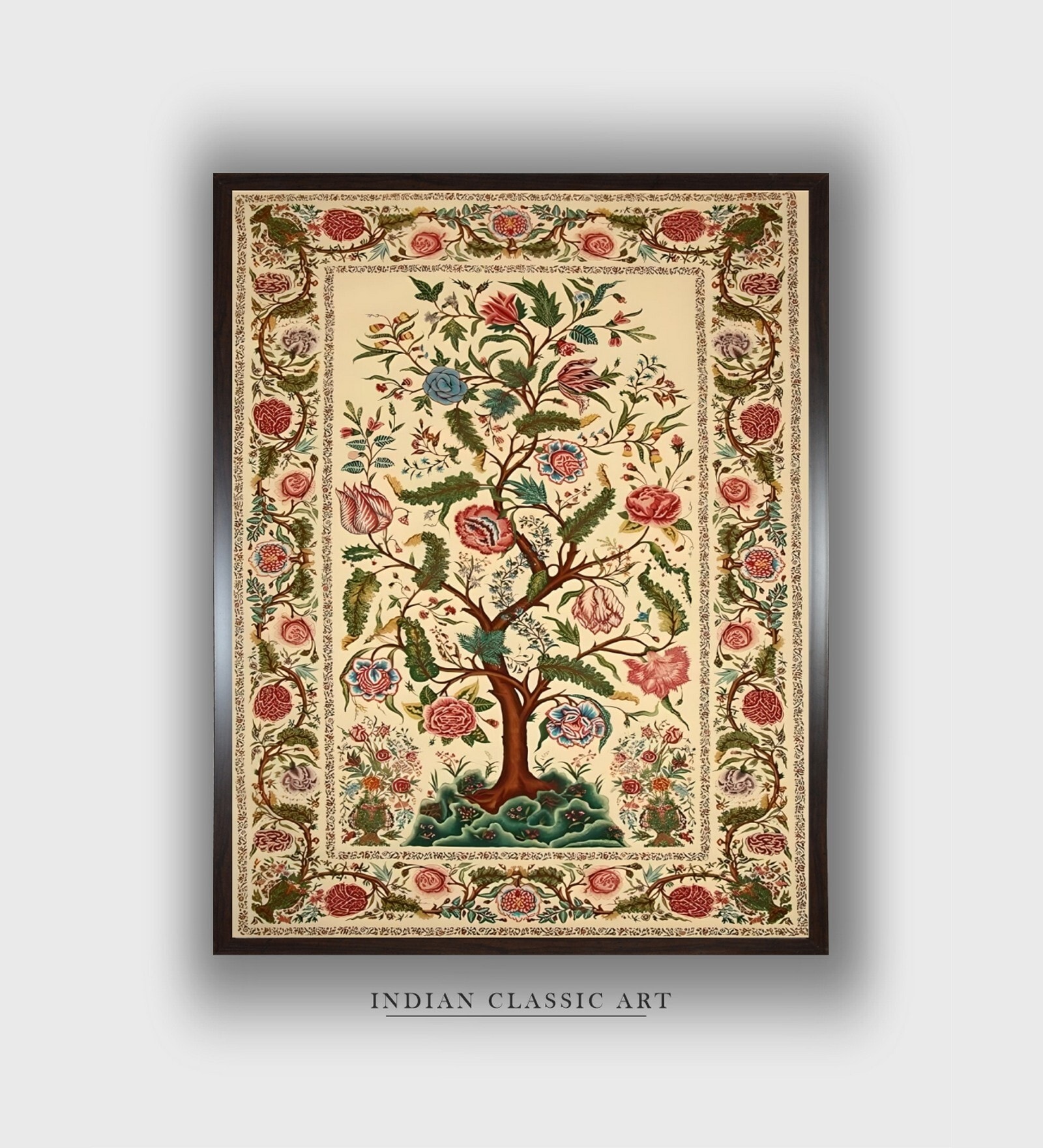 Maroon Indian Canvas Framed Wall Painting