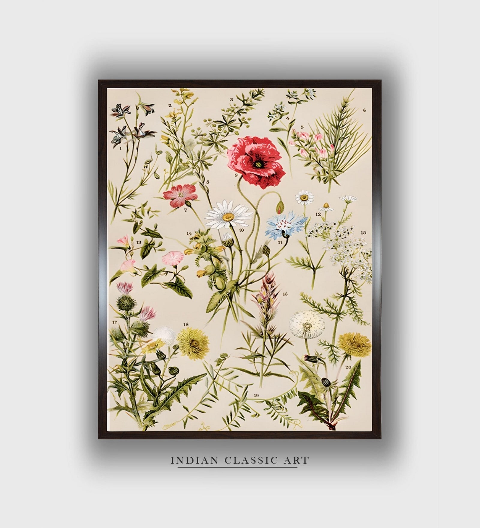 Red Floral And Botanical Canvas Framed Wall Painting