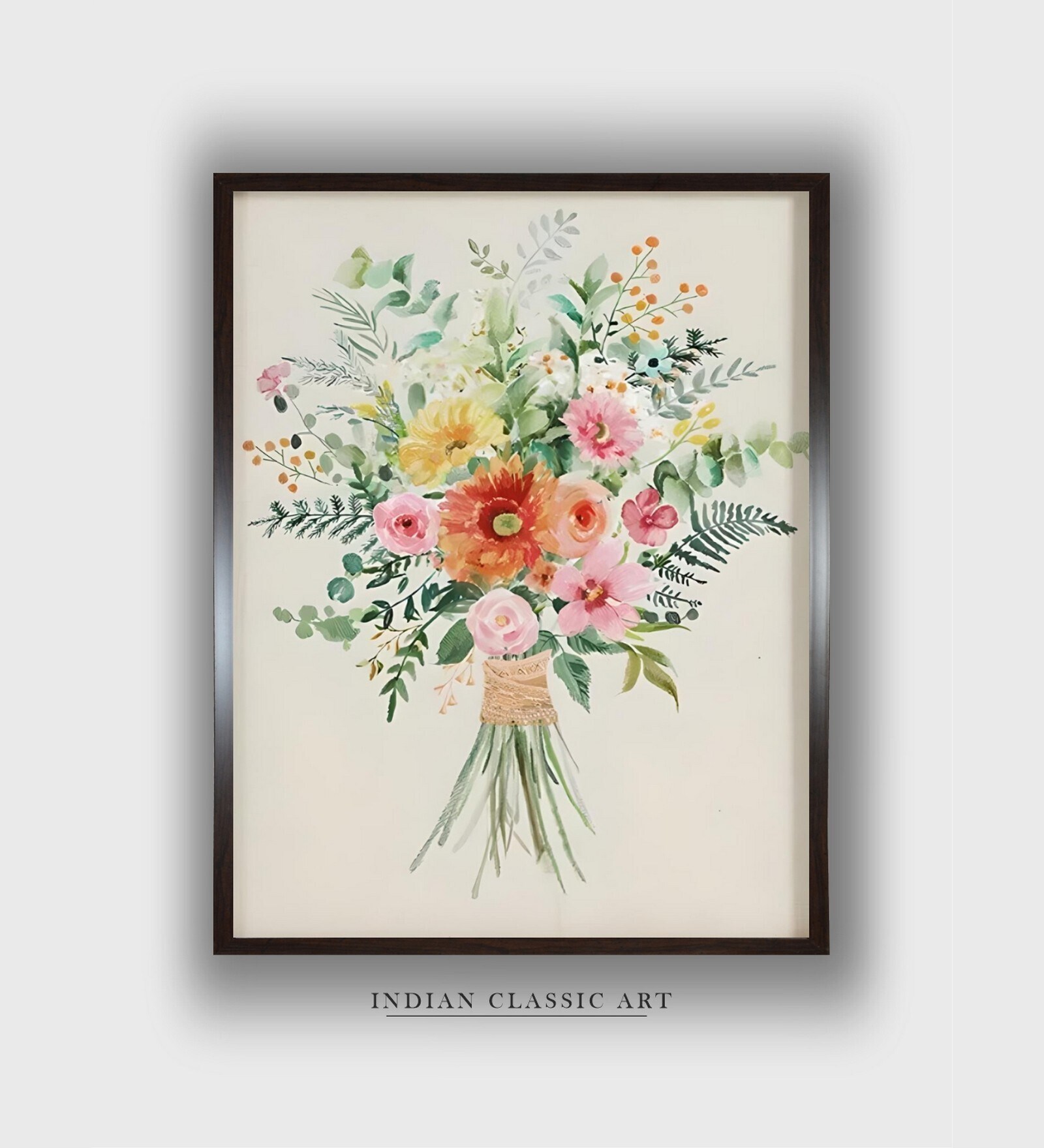 Folk Wall Art Canvas Framed Wall Painting