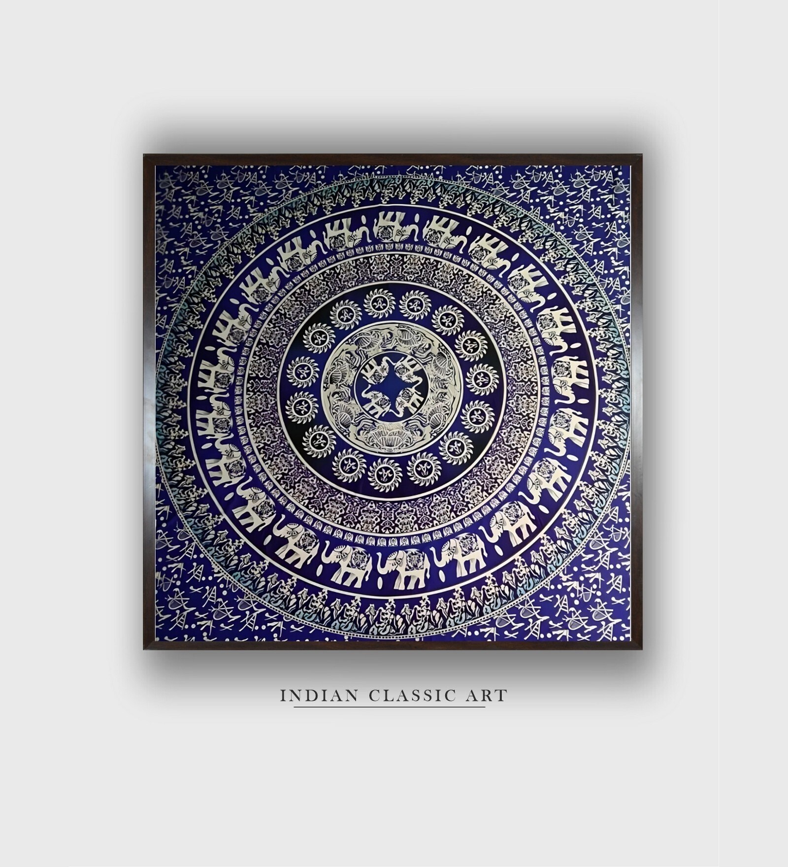 Warli Printed Canvas Framed Wall Painting