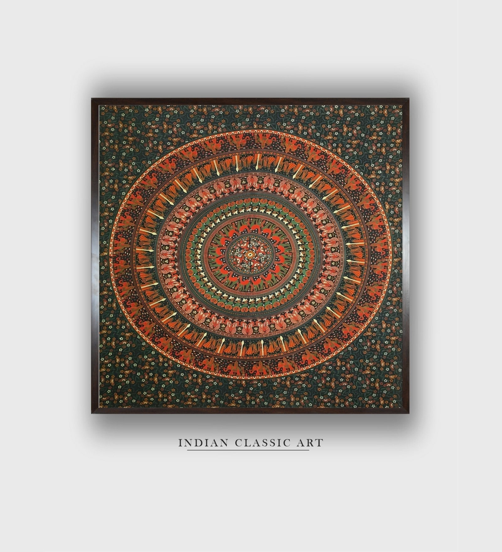 Warli Printed Canvas Framed Wall Painting