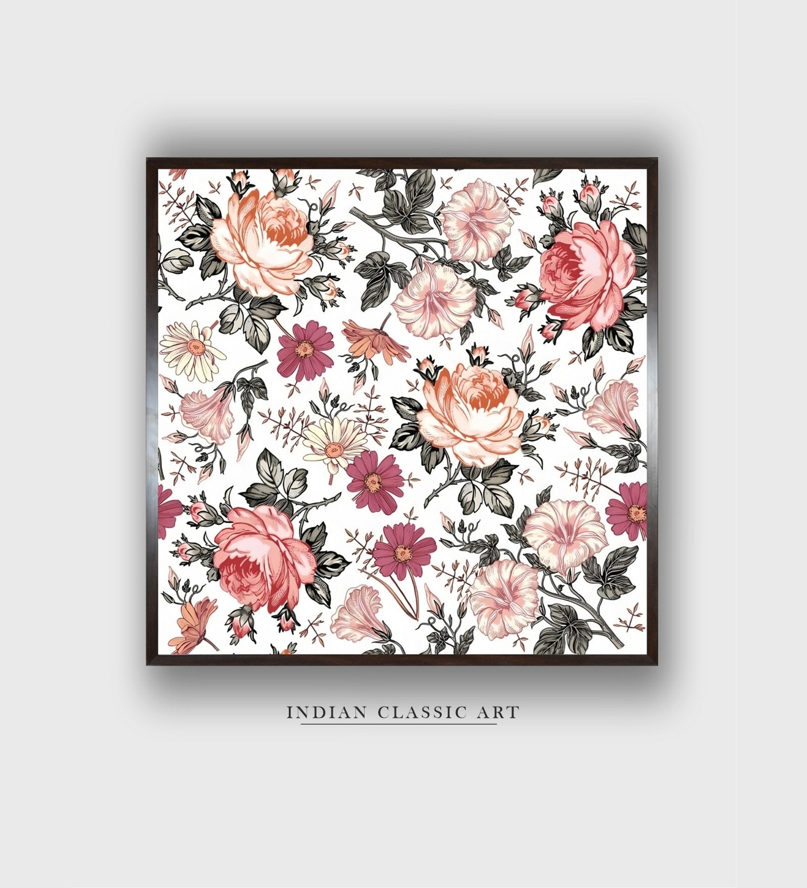 Brown Indian Canvas Framed Wall Painting