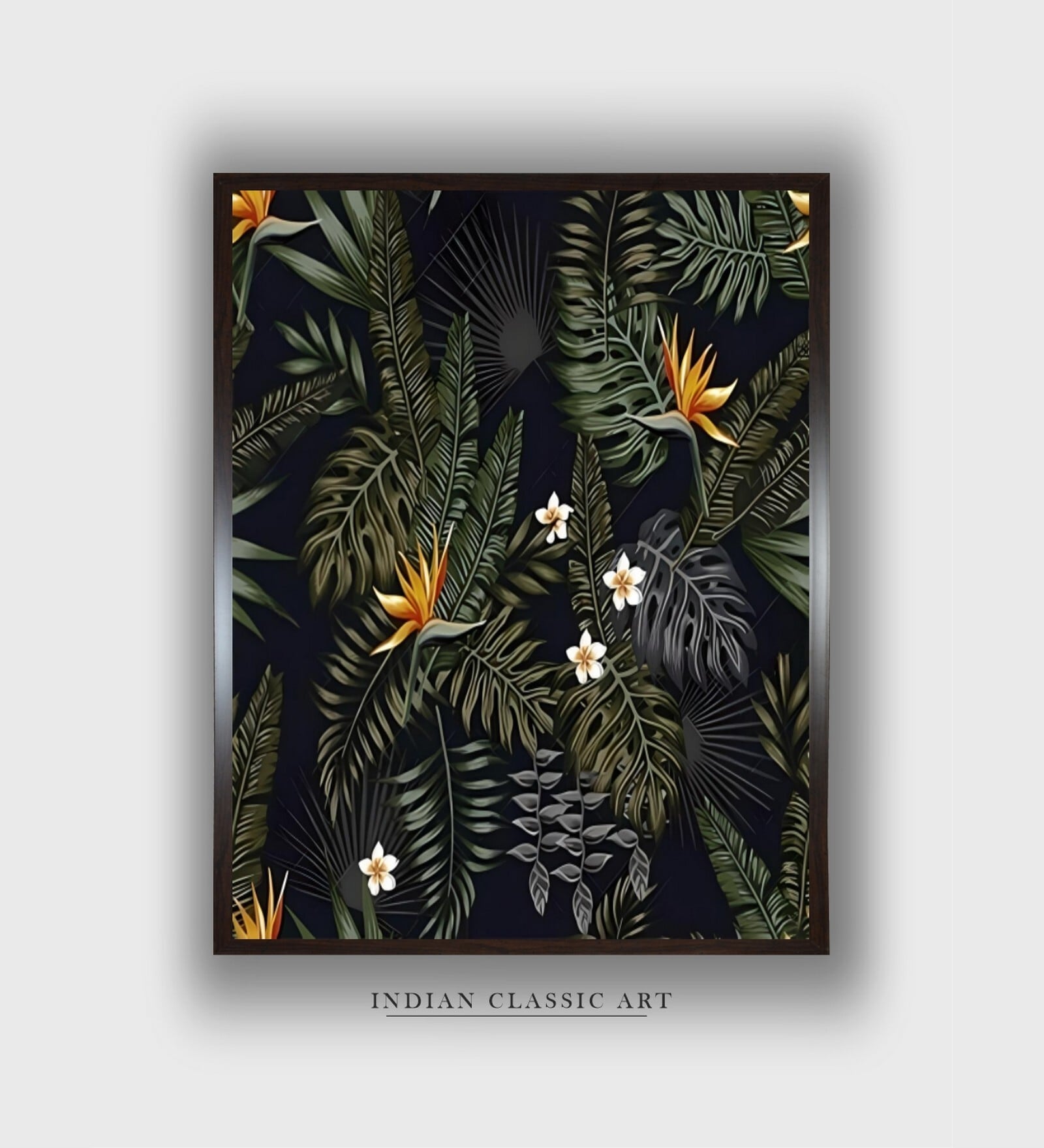 Tropical Forest Jungle Canvas Framed Wall Painting