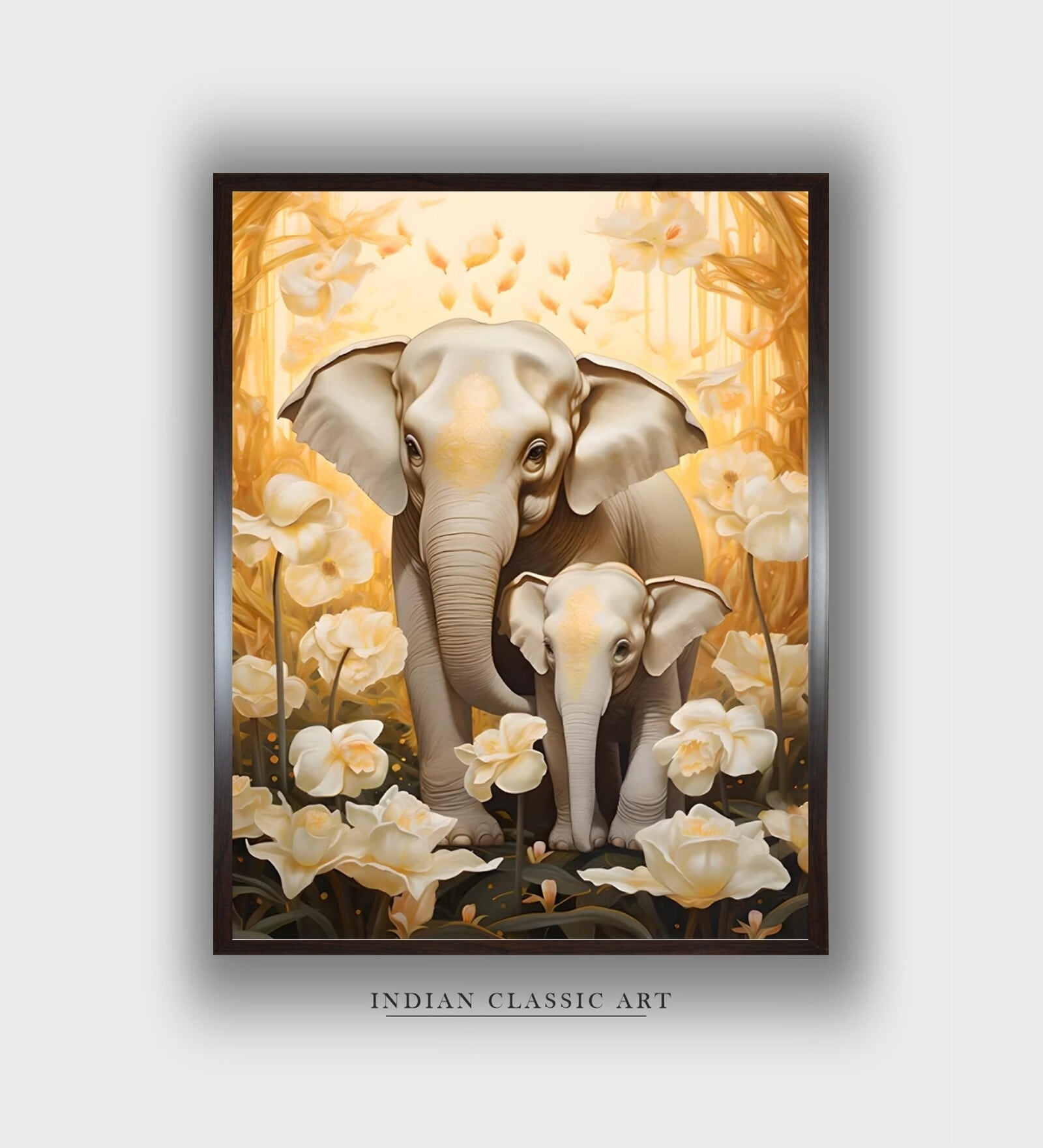 Elephant Canvas Framed Wall Painting