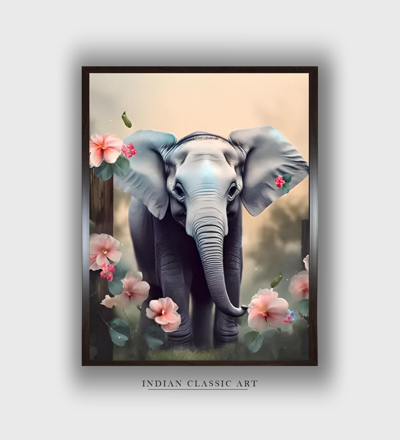 Elephant Canvas Framed Wall Painting