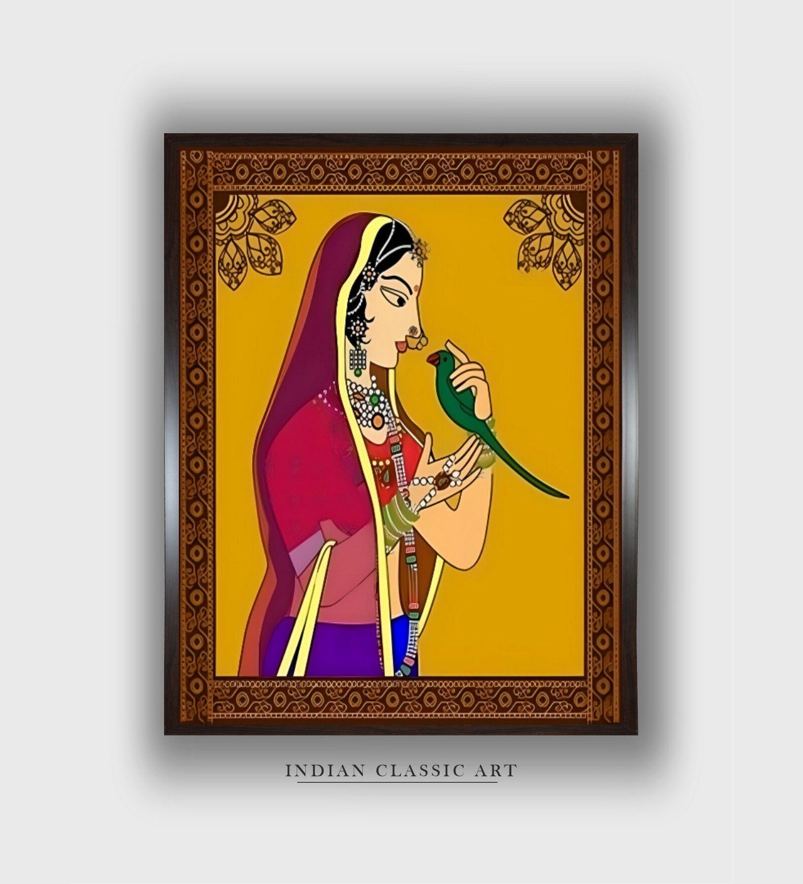 Indian Pichwai Folk Canvas Framed Wall Painting