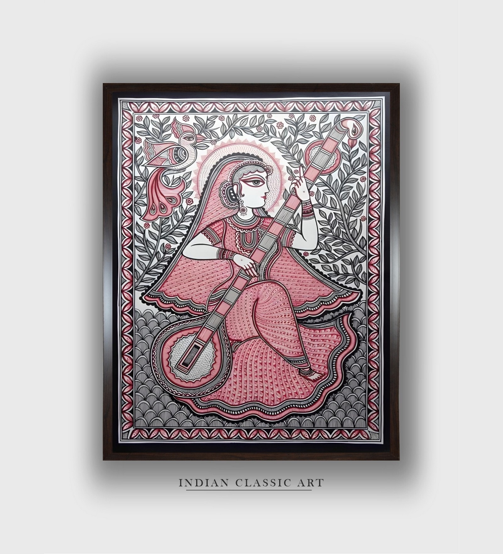 Madhubani Canvas Framed Wall Painting
