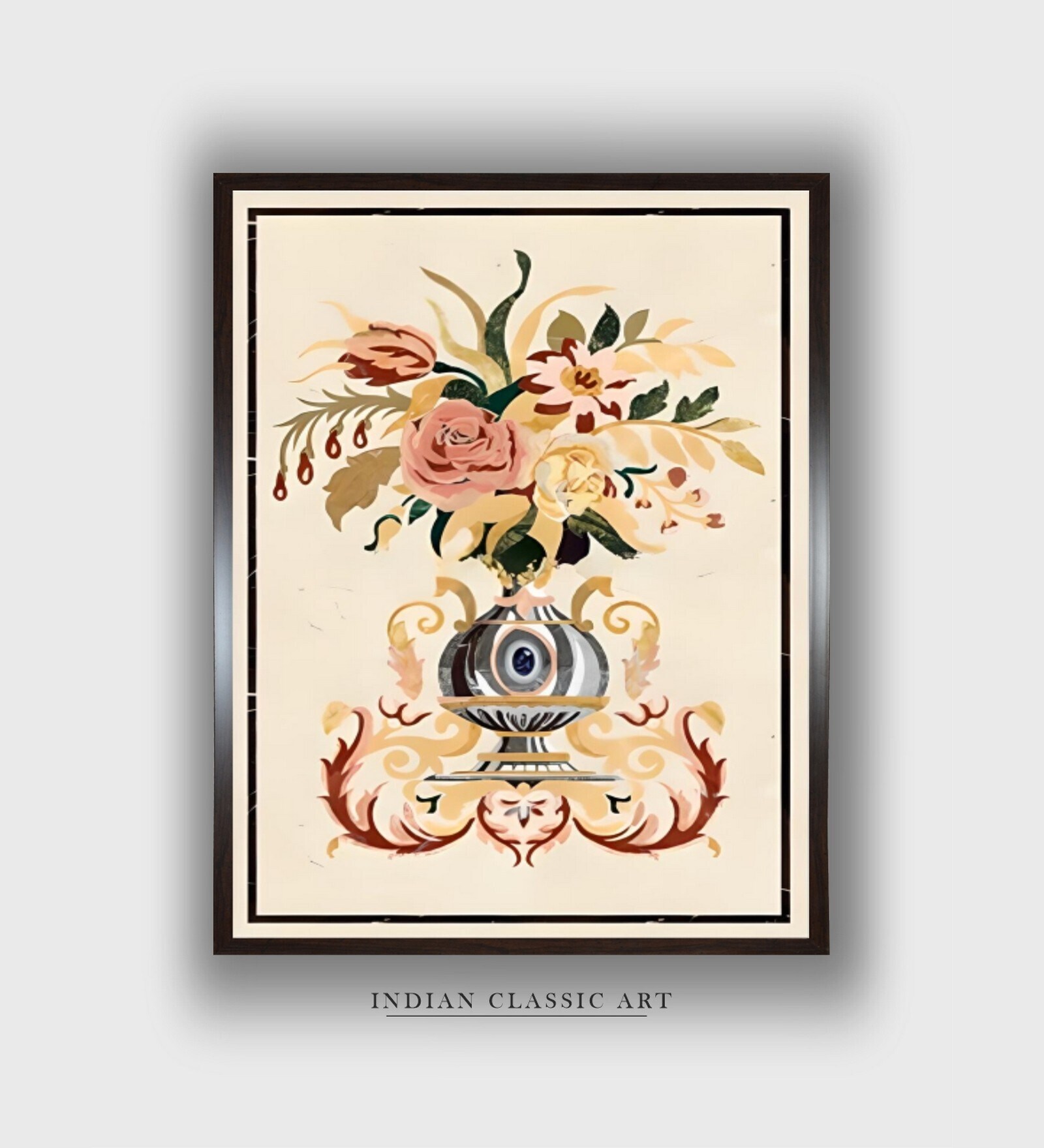 Pink Floral And Botanical Canvas Framed Wall Painting