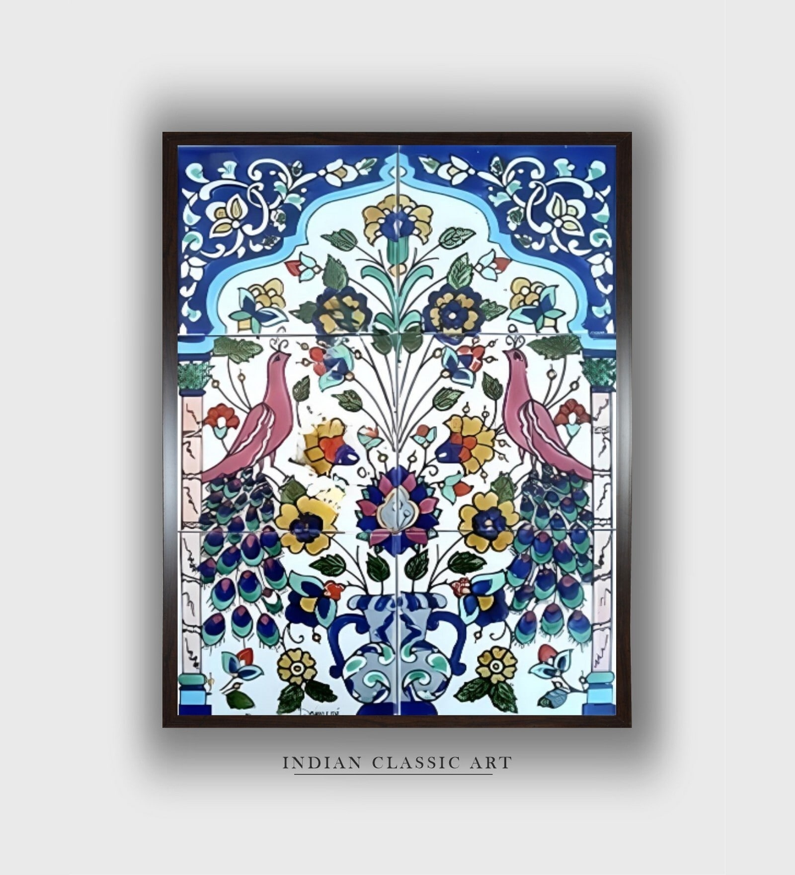 Pichwai Floral Canvas Framed Wall Painting