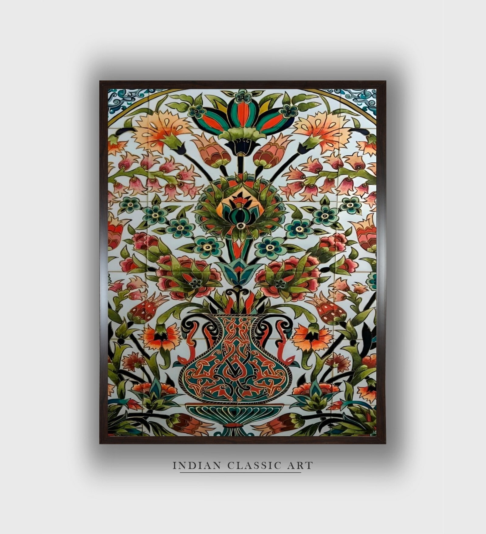 Pichwai Floral Canvas Framed Wall Painting