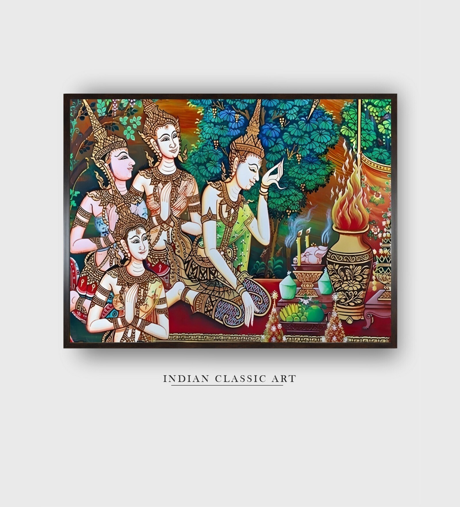 Tanjore Painted Canvas Framed Wall Painting