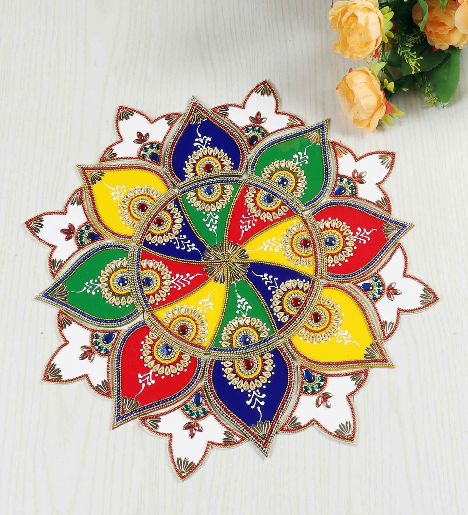 Indian Decor White Plastic Rangoli