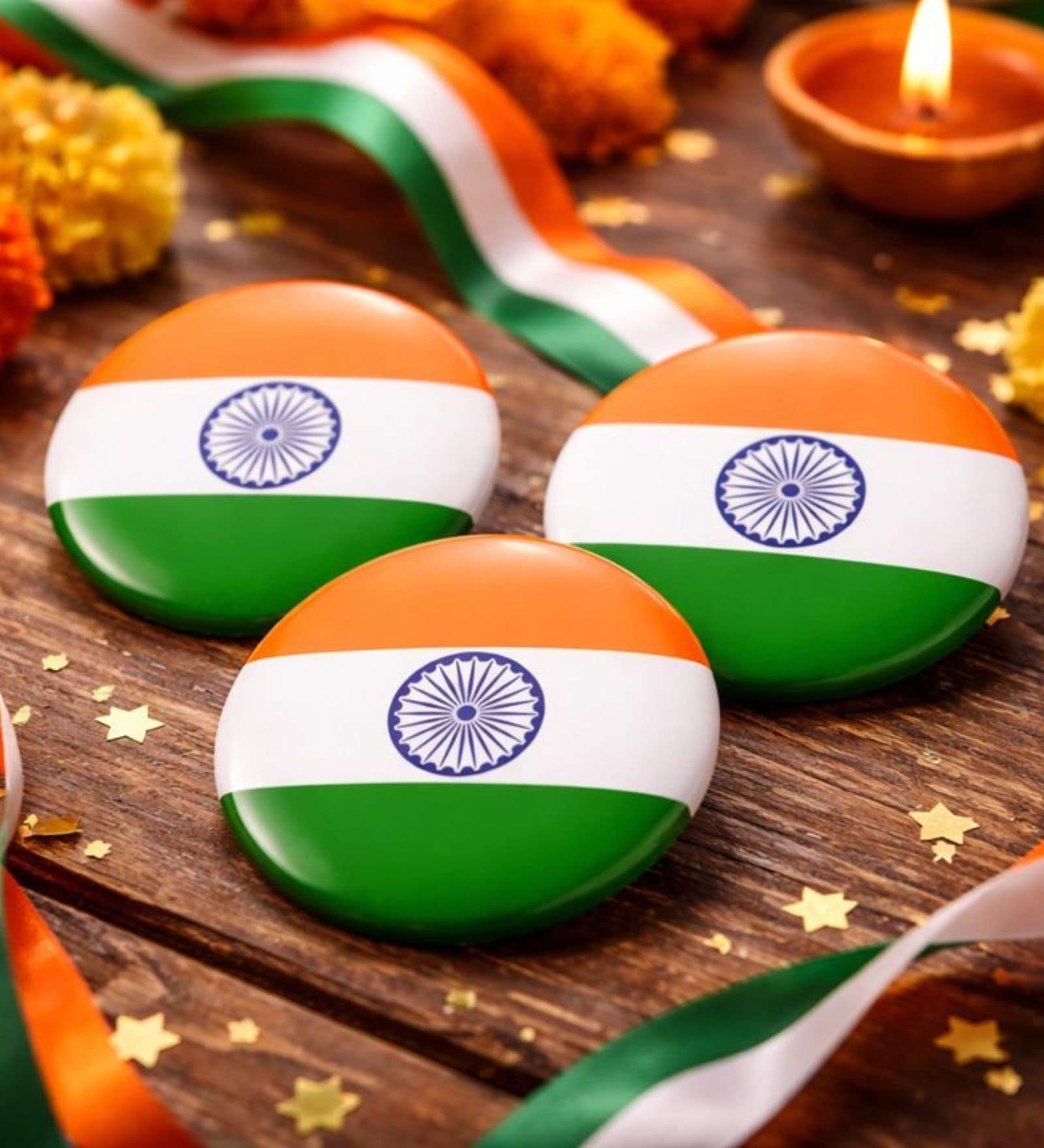 4.5 cm Indian Flag Pin Badges Pack of 3
