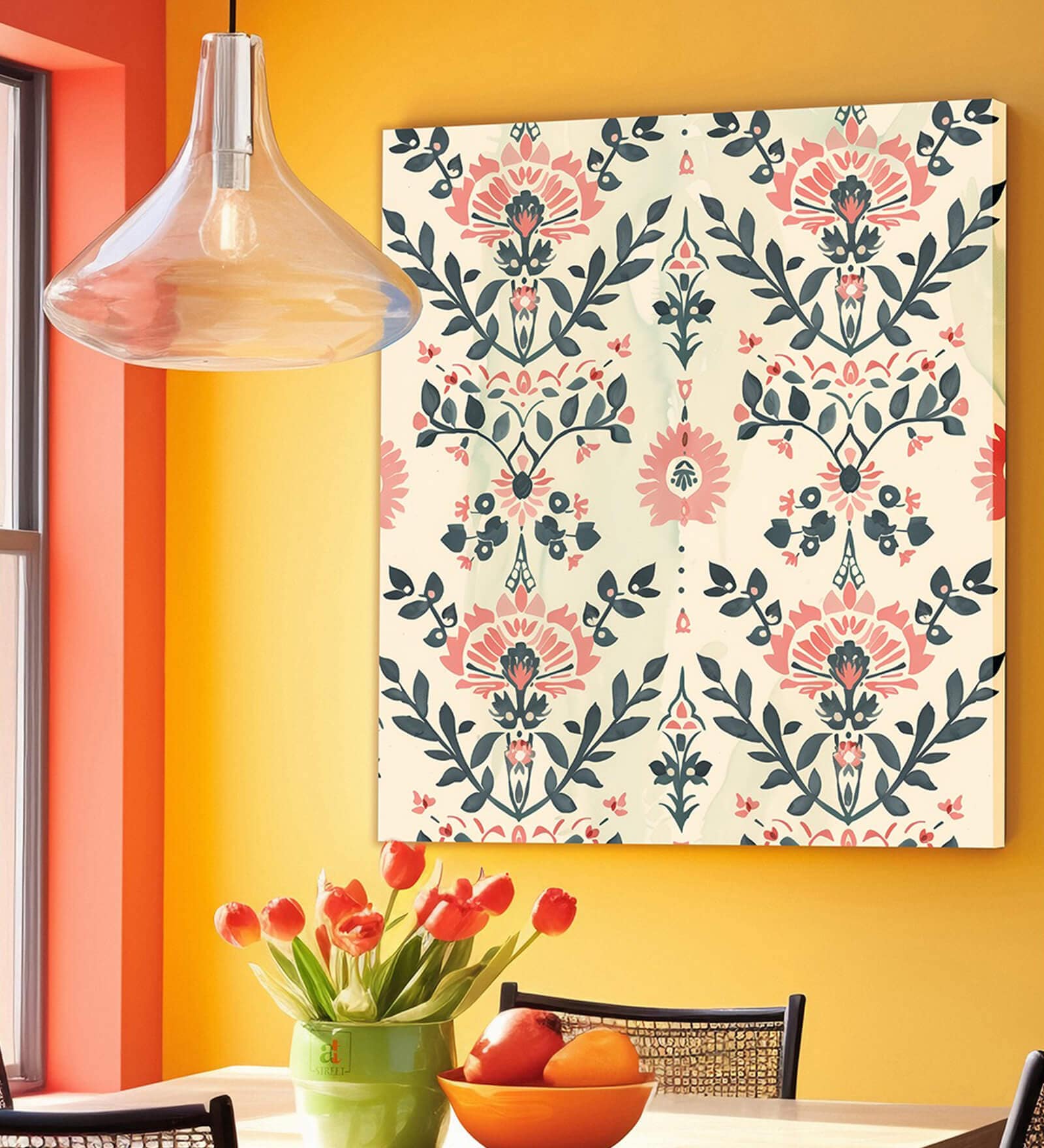 Indian Floral Canvas Painting, Art Prints for Home Decor, Wall Decoration