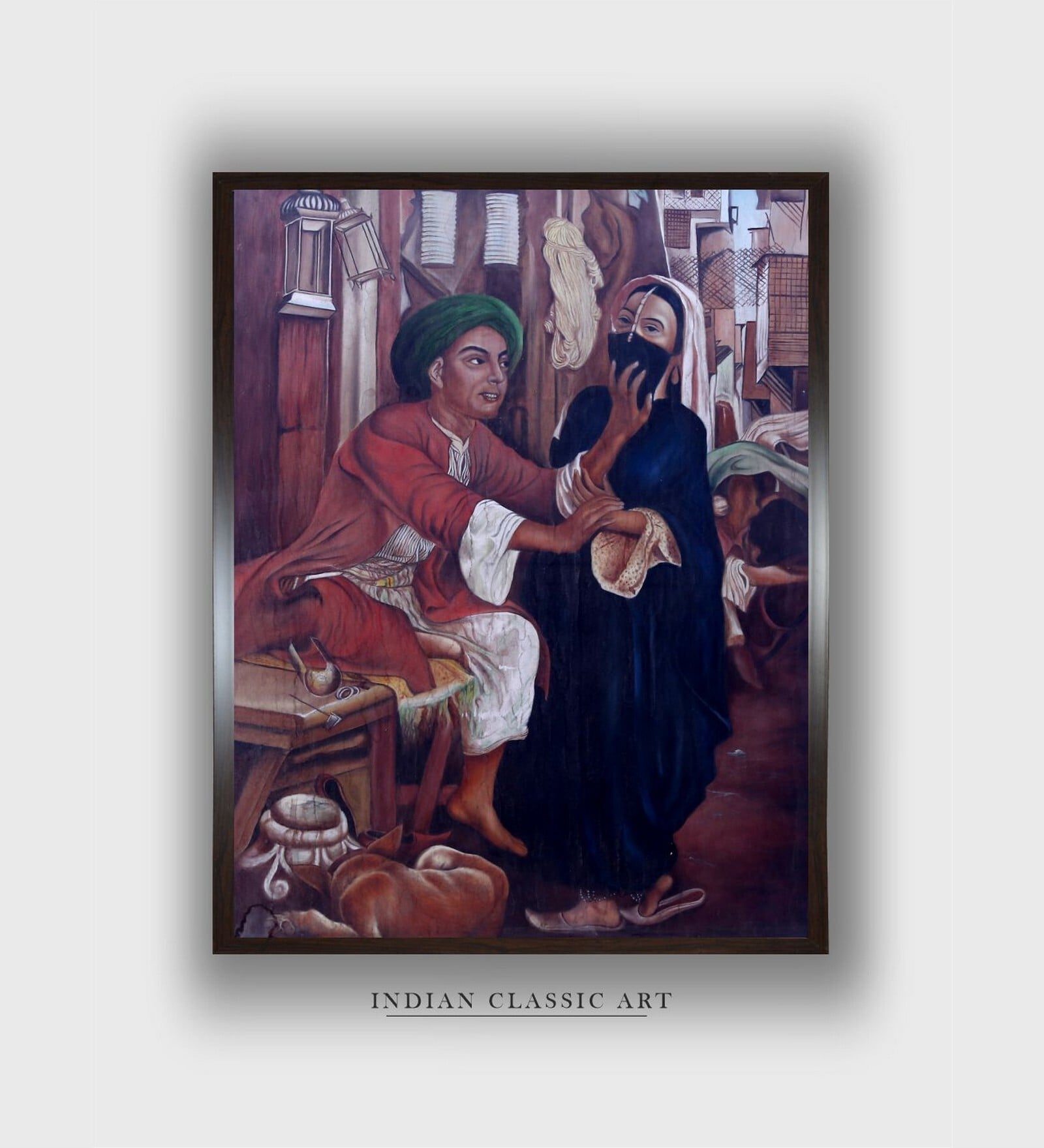 Indian Folk Art Canvas Framed Wall Painting