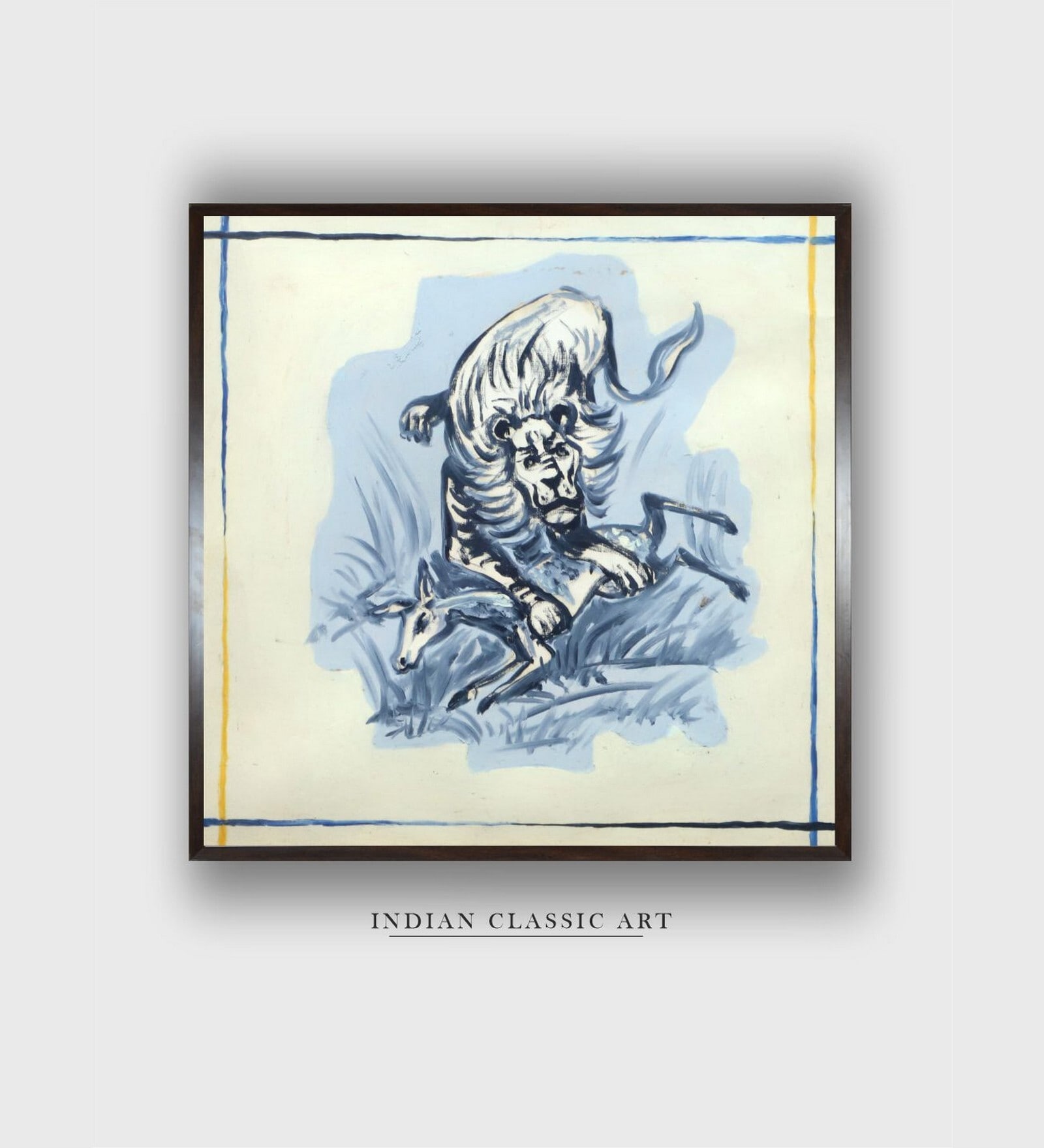 Indian Folk Art Canvas Framed Wall Painting