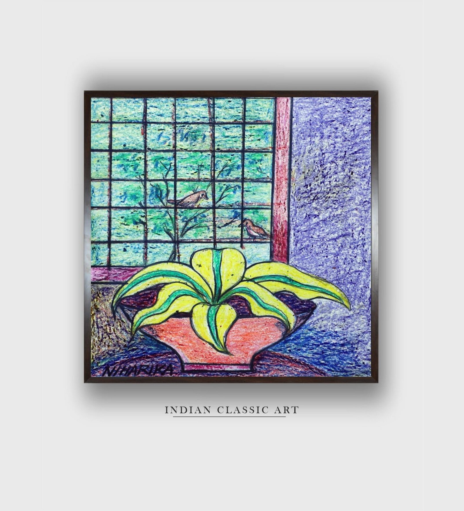 Indian Folk Art Canvas Framed Wall Painting