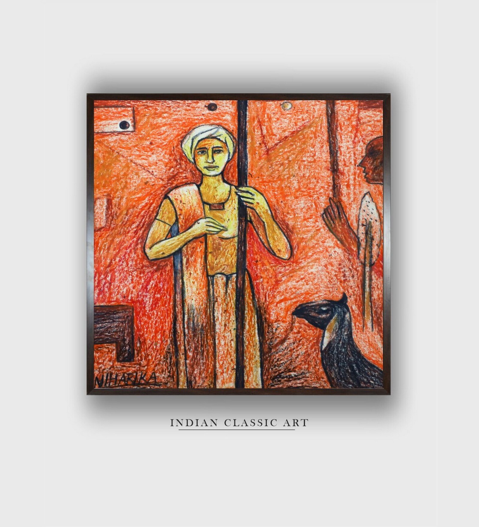 Indian Folk Art Canvas Framed Wall Painting