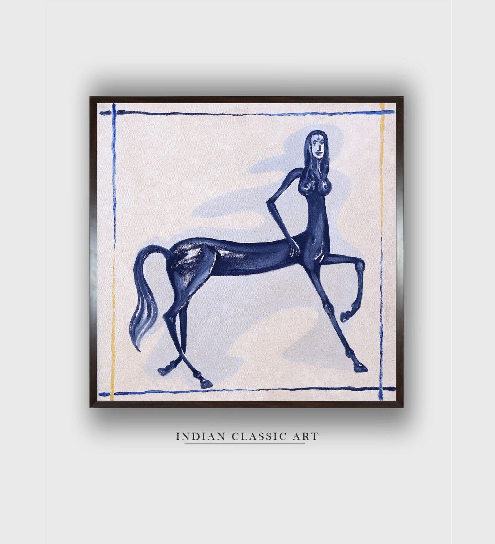 Indian Folk Art Canvas Framed Wall Painting