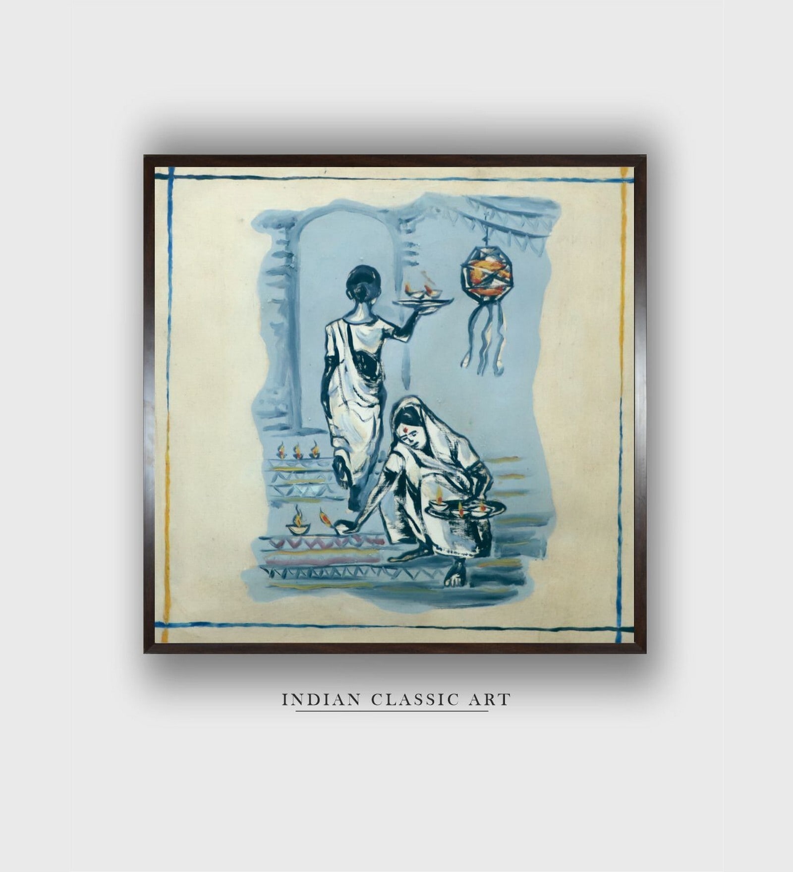 Indian Folk Art Canvas Framed Wall Painting