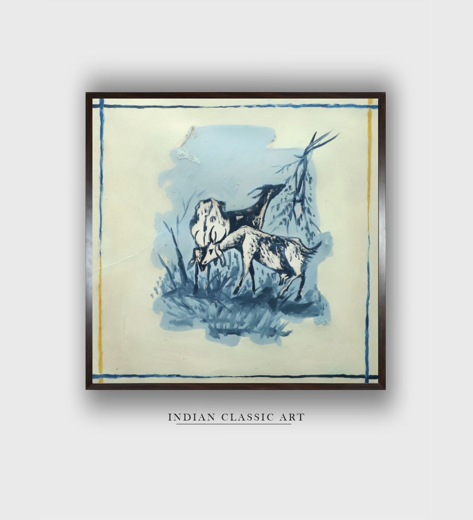 Indian Folk Art Canvas Framed Wall Painting