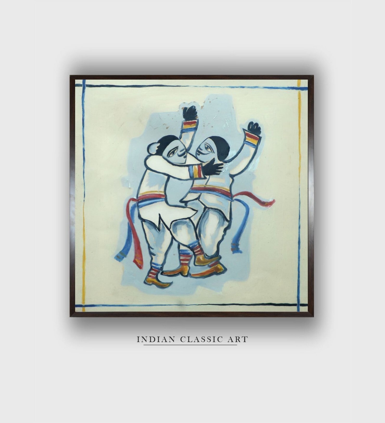 Indian Folk Art Canvas Framed Wall Painting