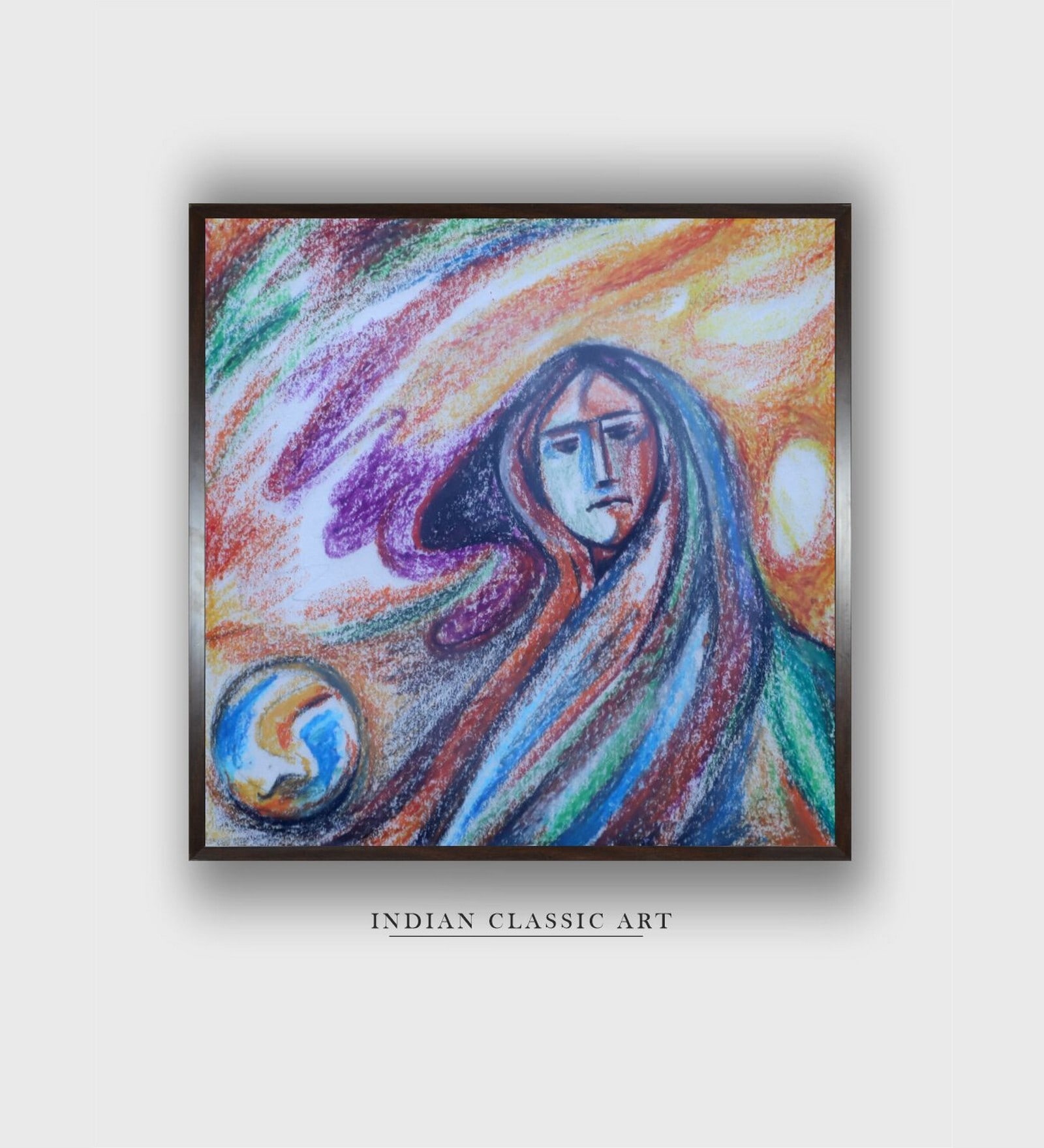 Indian Folk Art Canvas Framed Wall Painting