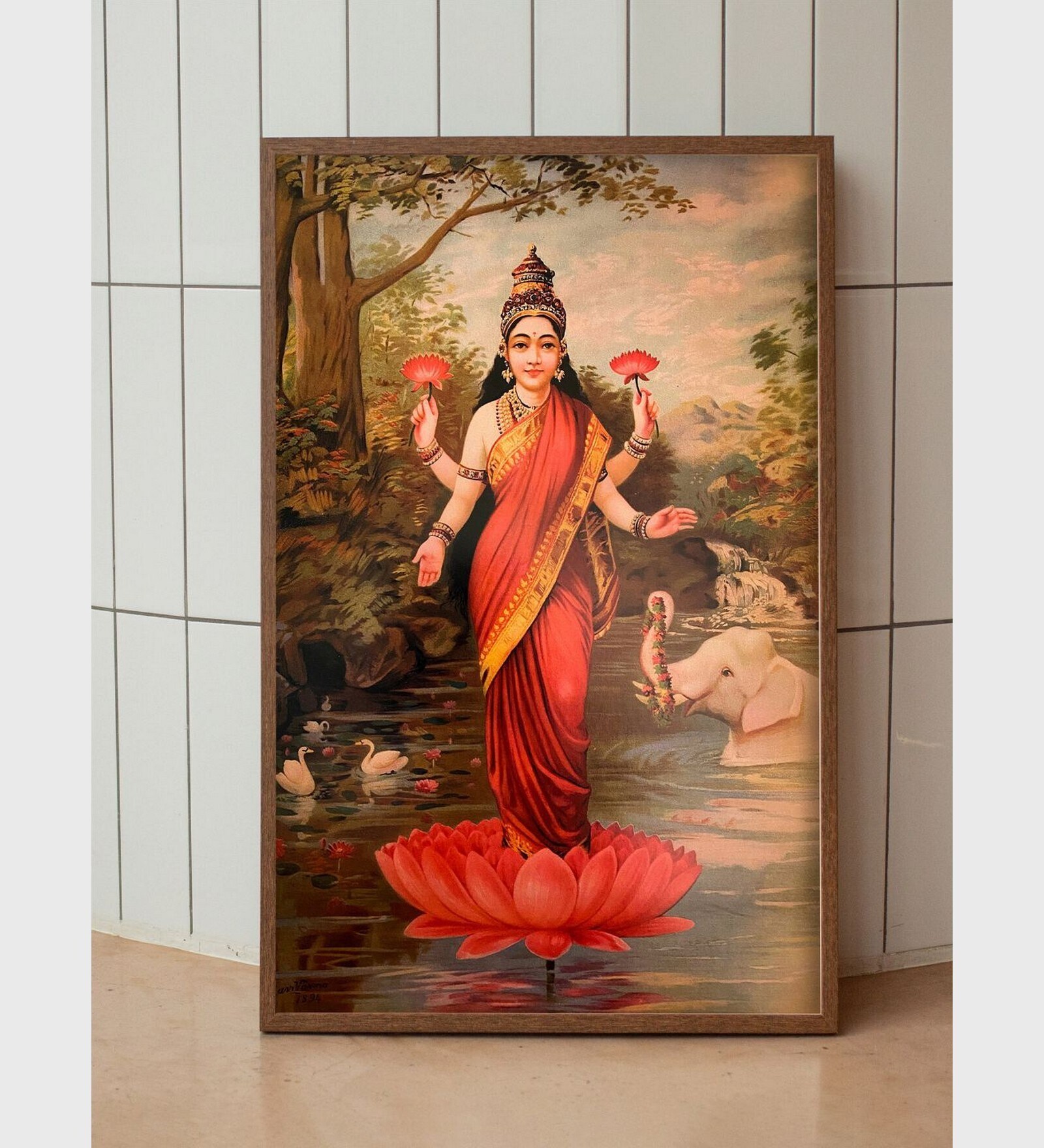 Indian Hindu Goddess Lakshmi Painting