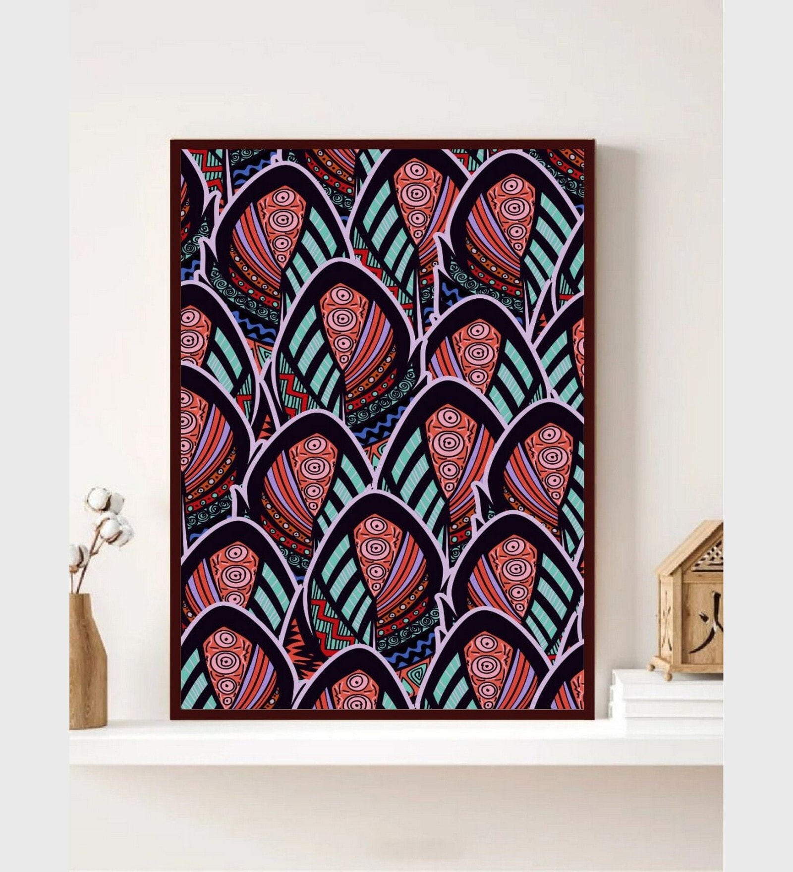 Indian Peacock Floral Painting