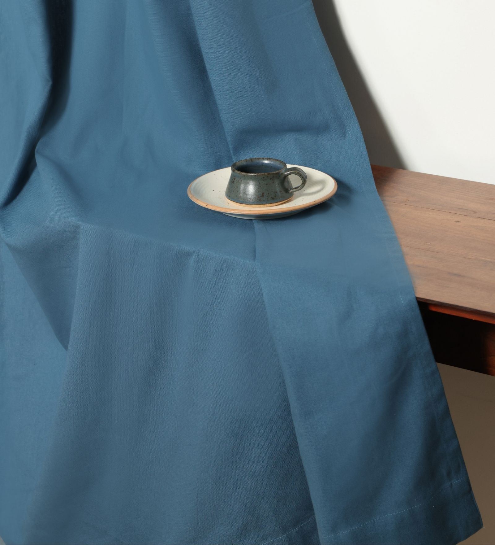 Indigo Blue Cotton 230 GSM  Solid 9 Feet Room Darkening Eyelet Long Door Curtains (2 Pc)