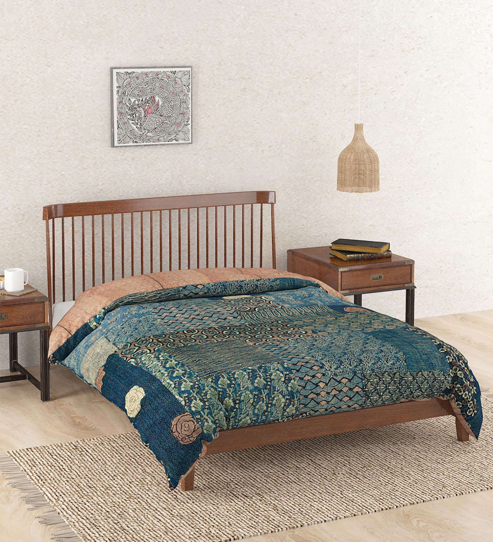 Indigo Cotton 192 GSM Double Bed Quilt