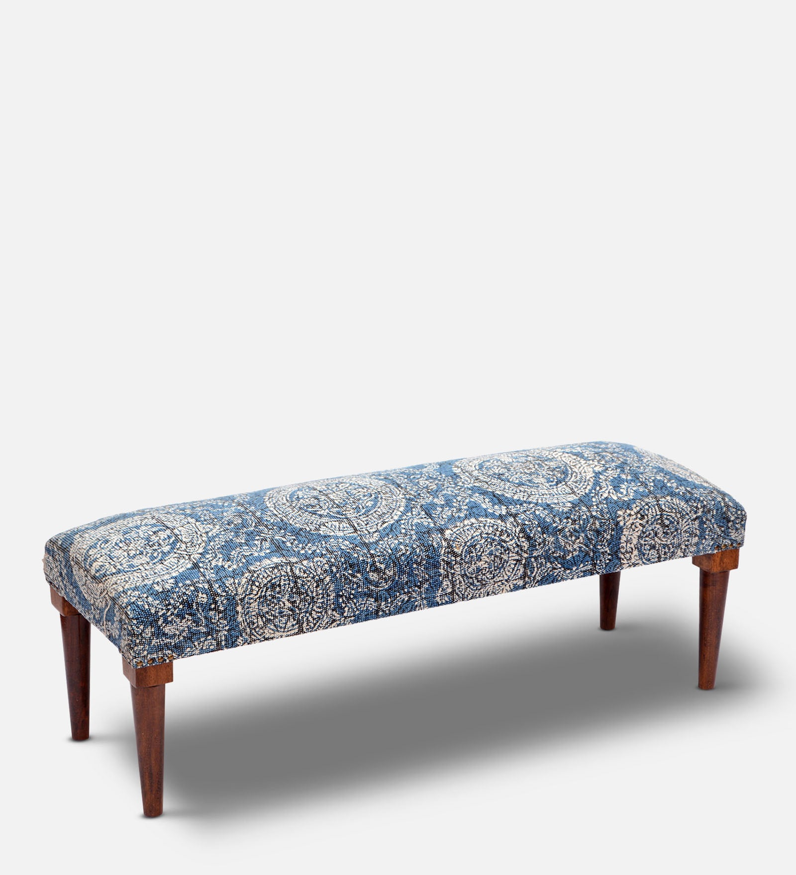 Buy Indigo Fabric Upholstered Bench In Blue Colour at 35% OFF by ...